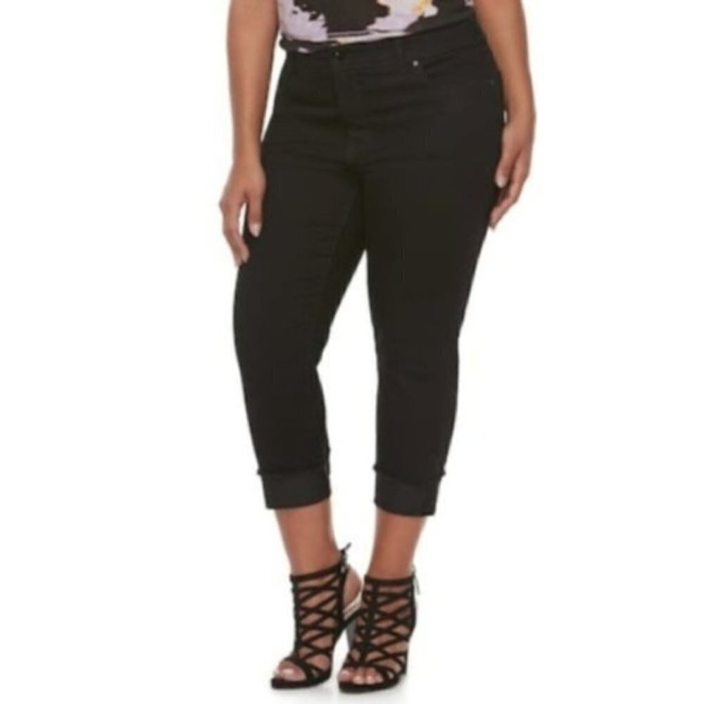Jennifer Lopez Womens Black High Rise Stretchy Capri Jeans Plus Sz 26W New